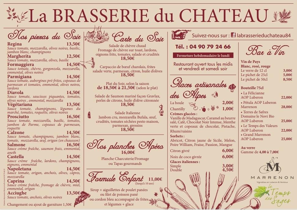 Brasserie du Château - Menu Image 1